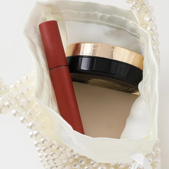 Pearl Clutch Purse Evening Bags for Women Elegant Triangle Purse for Wedding Bri - Picture 3 of 7